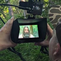A camera monitor during an outdoor production